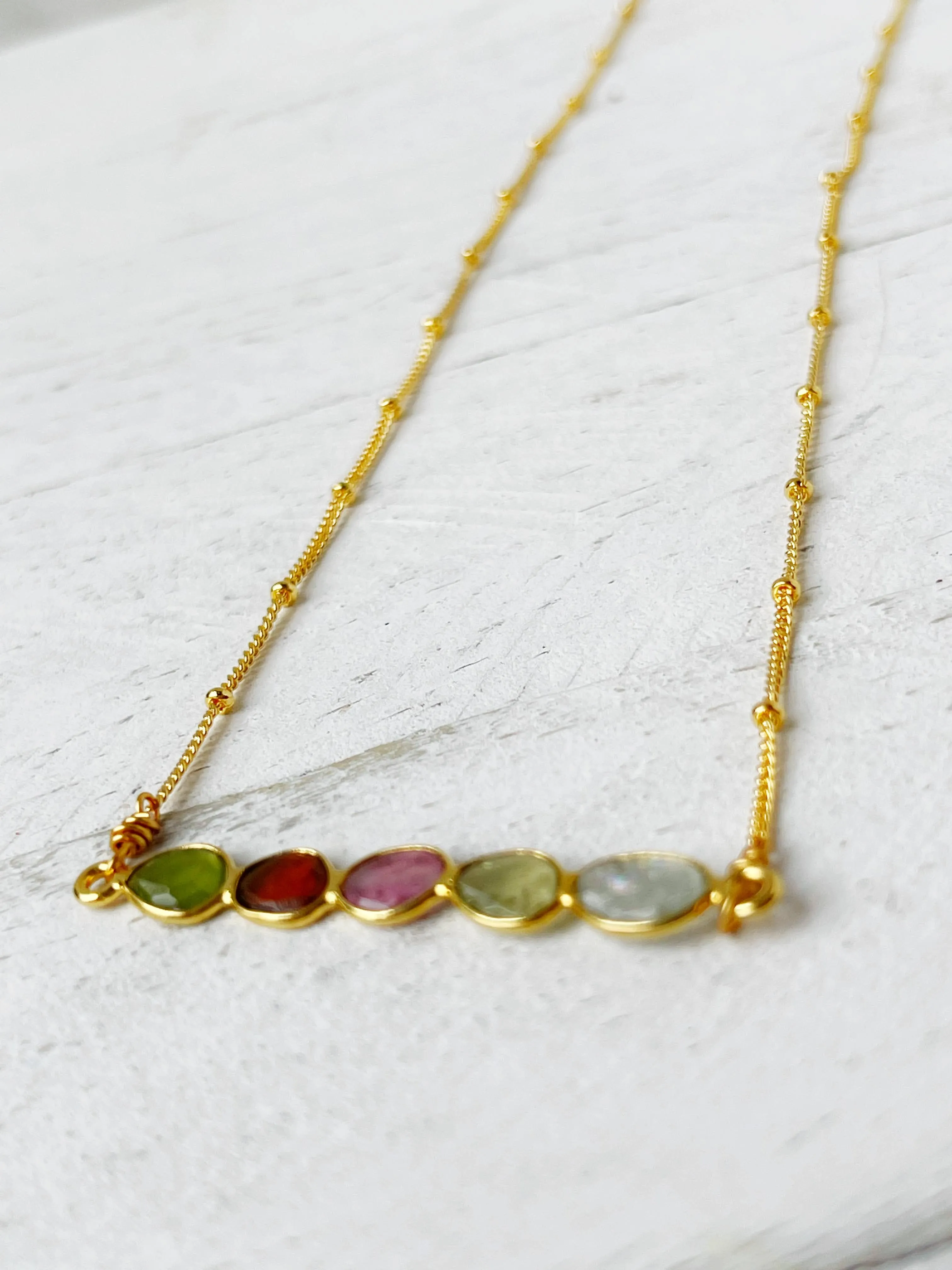 Watermelon Tourmaline Gemstone Necklace