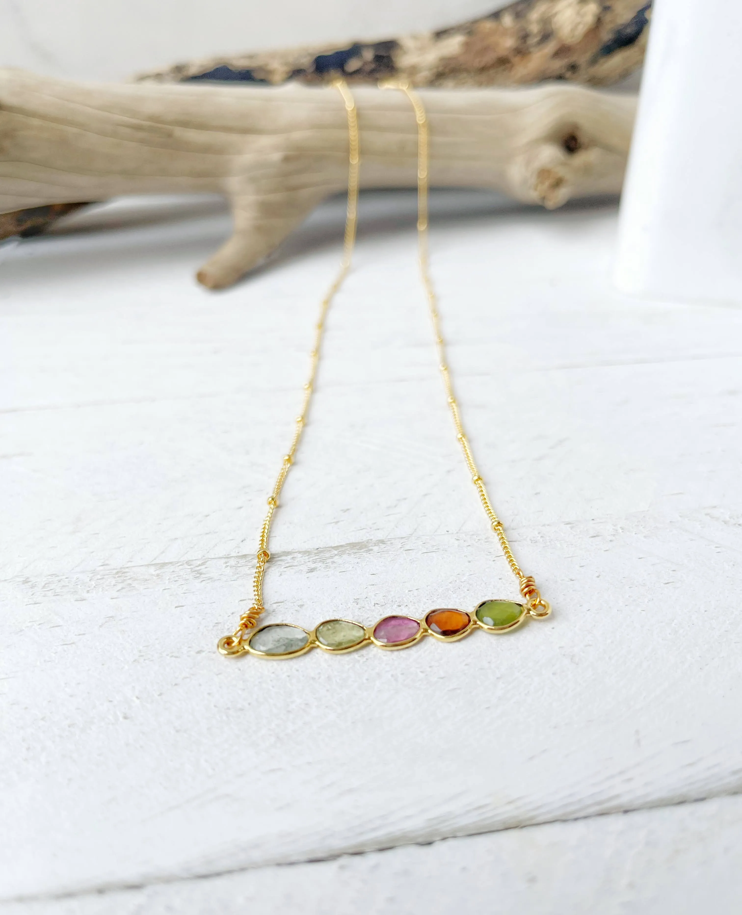 Watermelon Tourmaline Gemstone Necklace