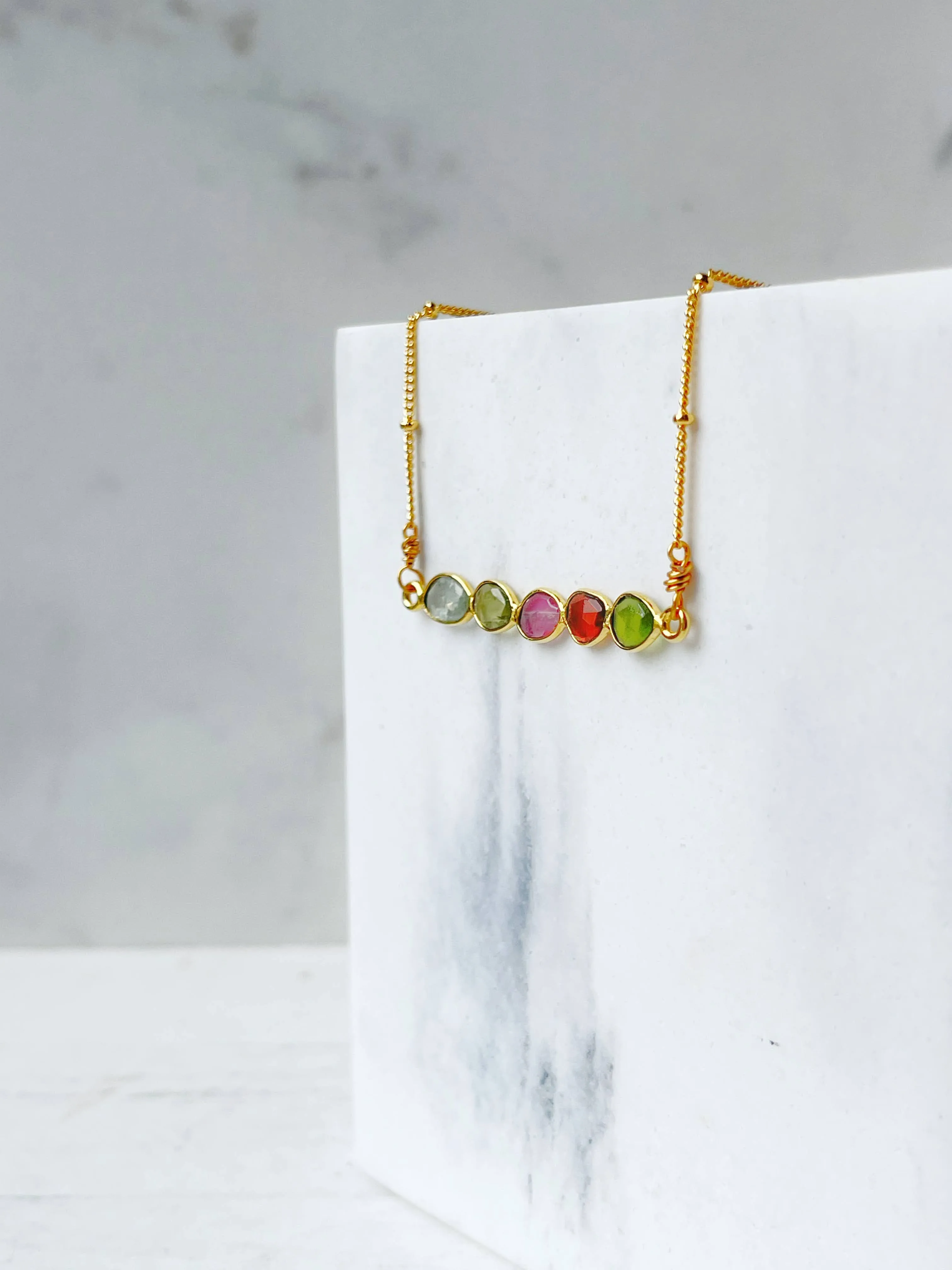 Watermelon Tourmaline Gemstone Necklace