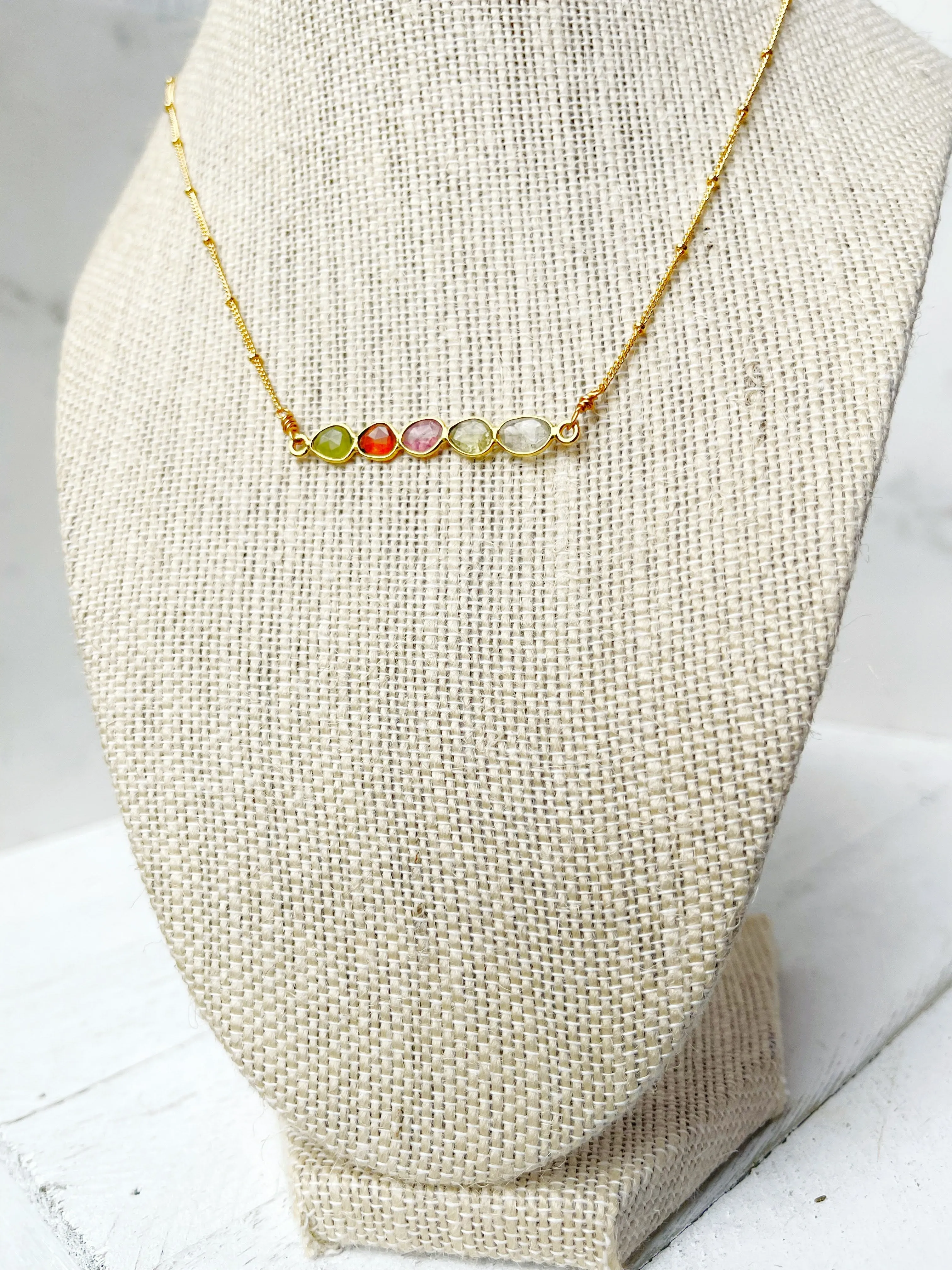 Watermelon Tourmaline Gemstone Necklace