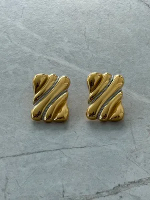 Wave Rectangle Earring