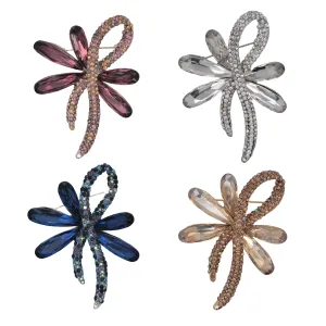 Wavy Rhinestone Brooch