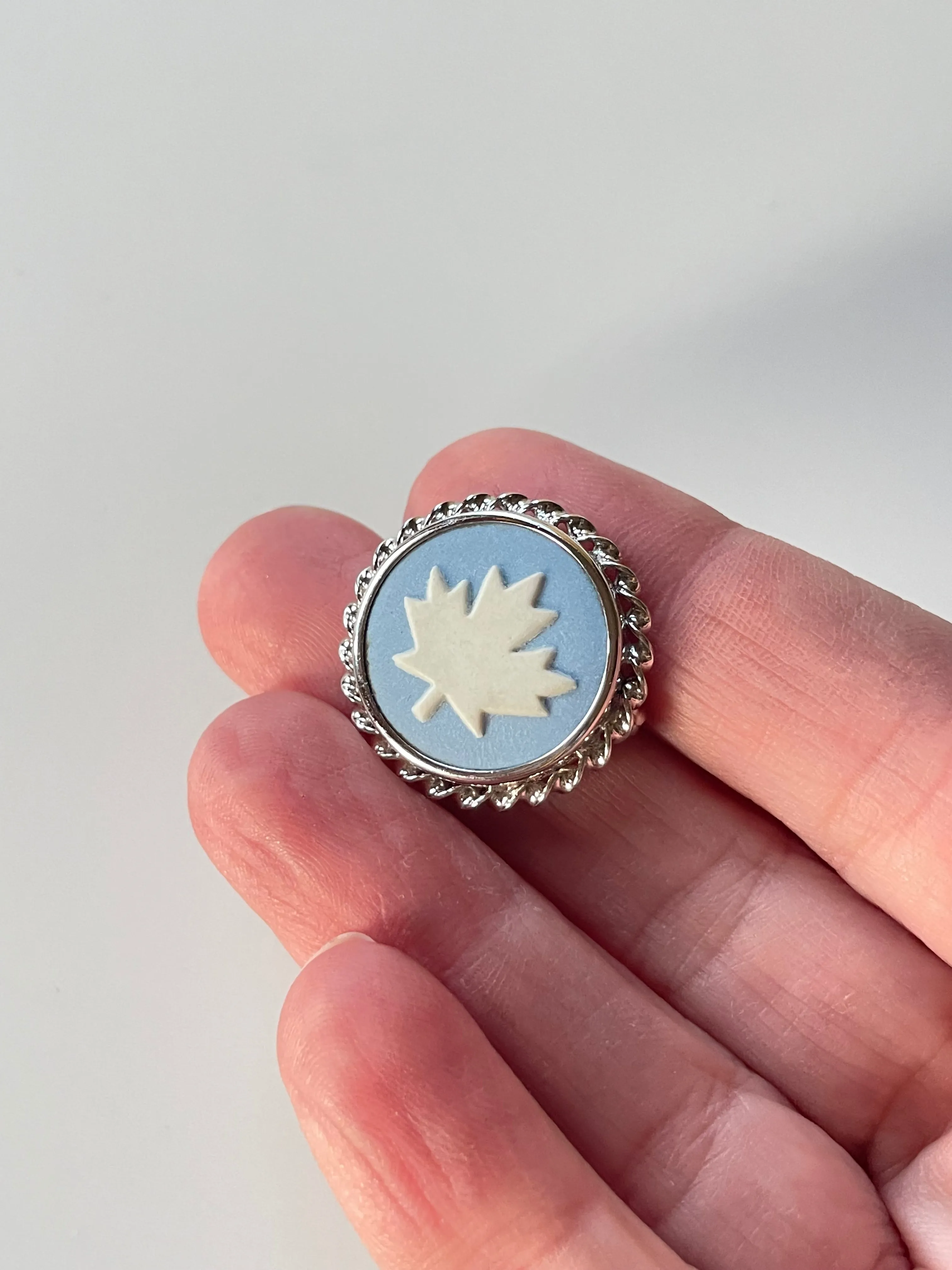 Wedgwood Jasperware Canadian Maple Leaf Brooch