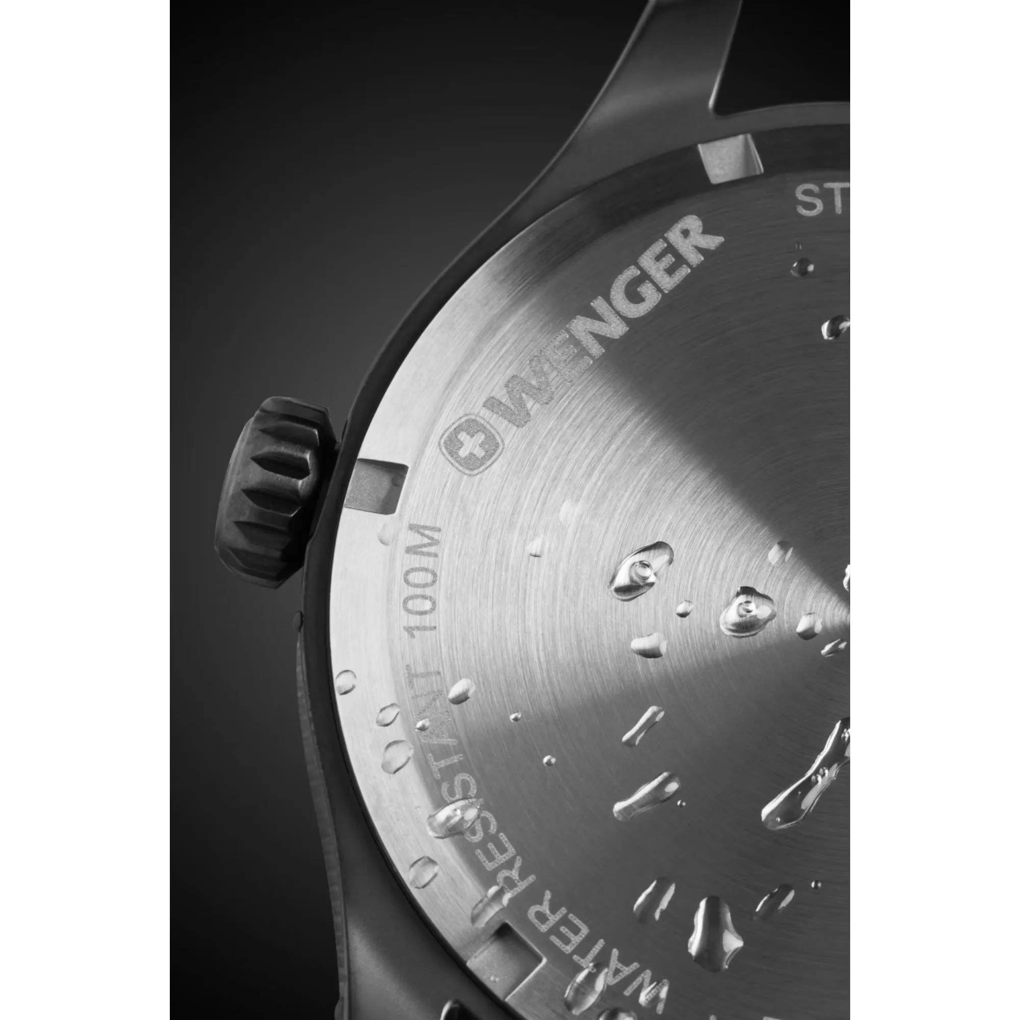 Wenger Terragraph Gents Stainless Steel with Black Dial and Black Leather Strap Watch