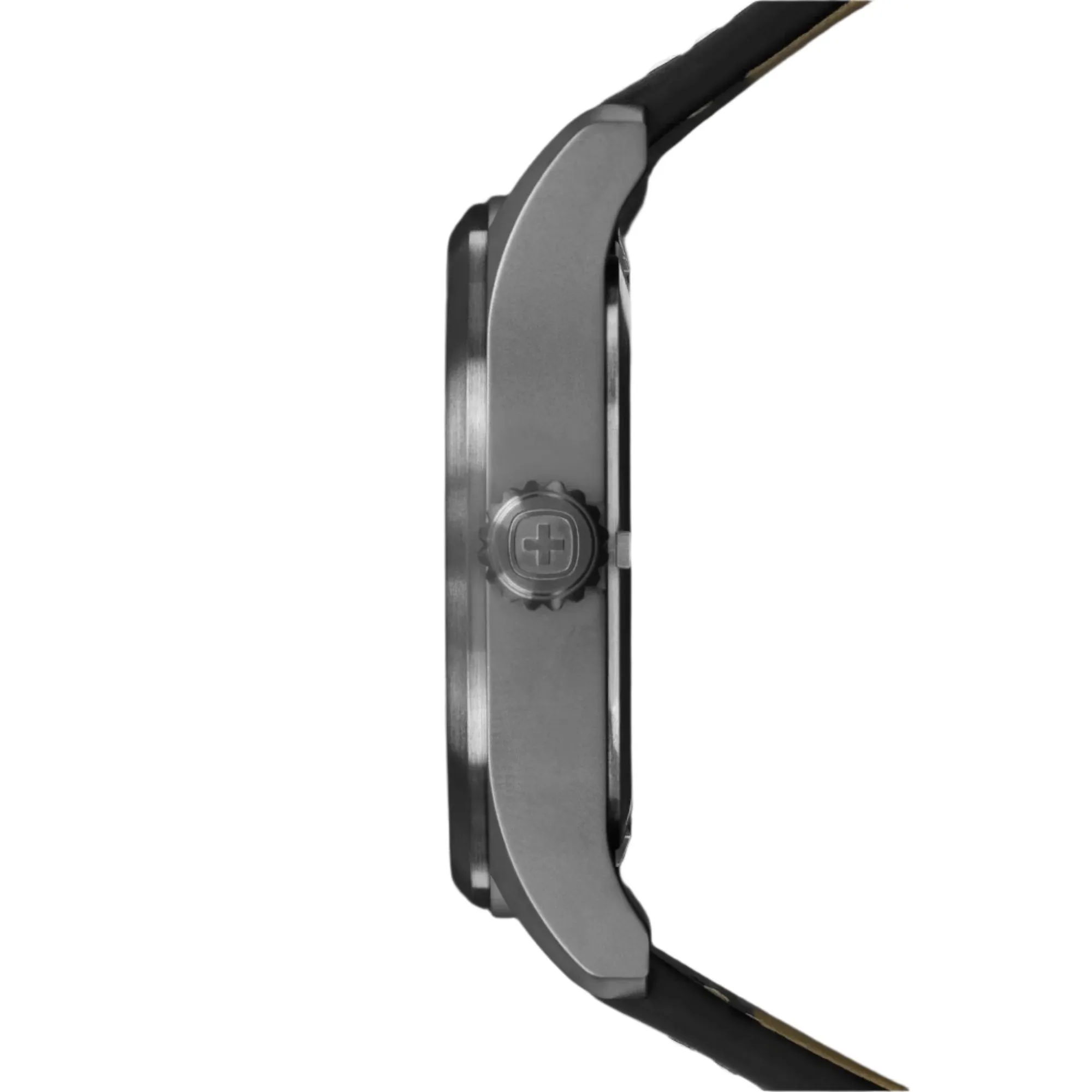Wenger Terragraph Gents Stainless Steel with Black Dial and Black Leather Strap Watch