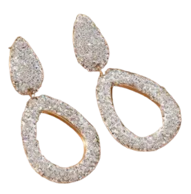 White Silver Bling Drop Earrings