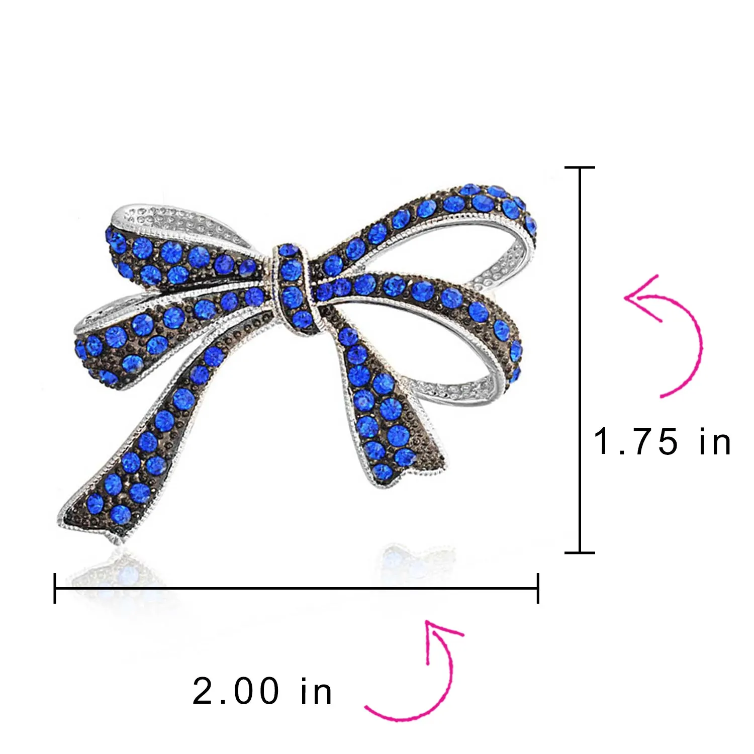 Winter Wedding Crystal Bridal Statement Ribbon Bow Brooch Pin Silver Plated