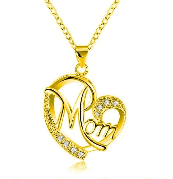 Women\'s Necklaces  Mom Color Separation Heart-shaped Diamonds Gifts