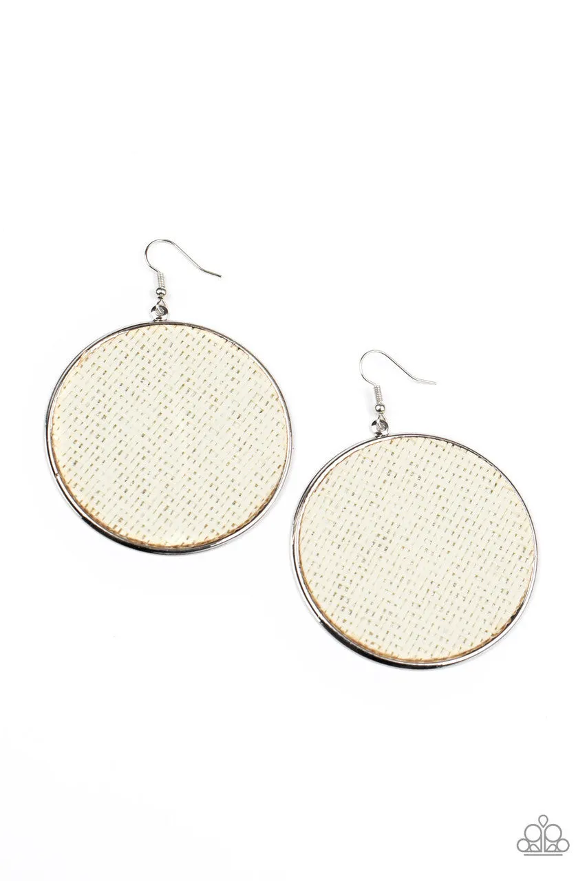 Wonderfully Woven - White - Twine Paparazzi Fishhook Earrings