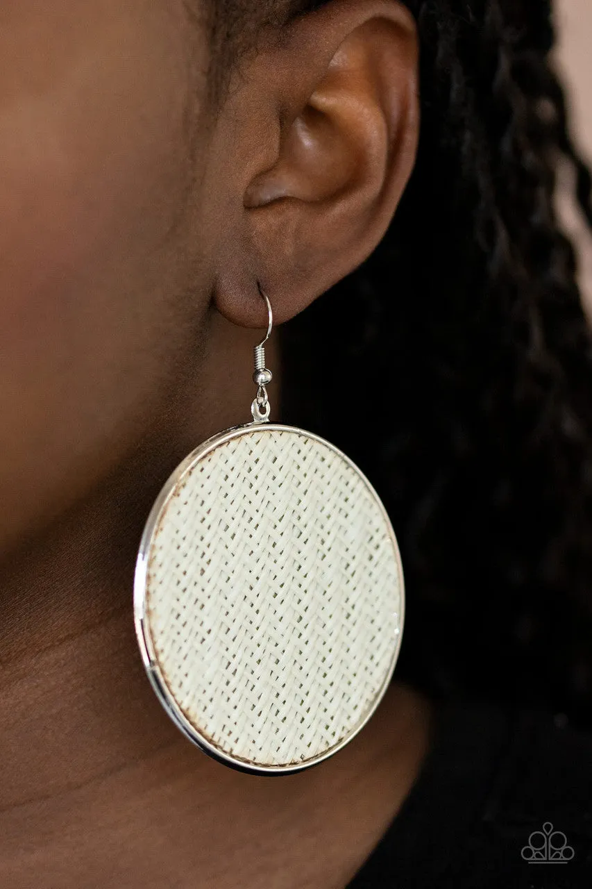Wonderfully Woven - White - Twine Paparazzi Fishhook Earrings
