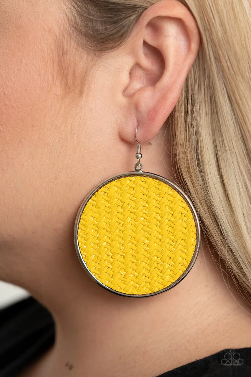 Wonderfully Woven Yellow Paparazzi Earrings
