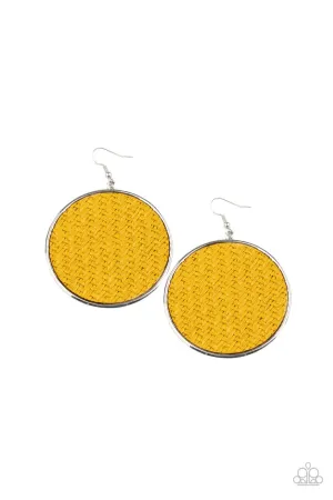 Wonderfully Woven Yellow Paparazzi Earrings