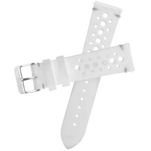 Xeric 20mm White Leather Racing Strap Silver Buckle