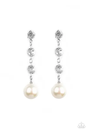 Yacht Scene White Paparazzi Earrings
