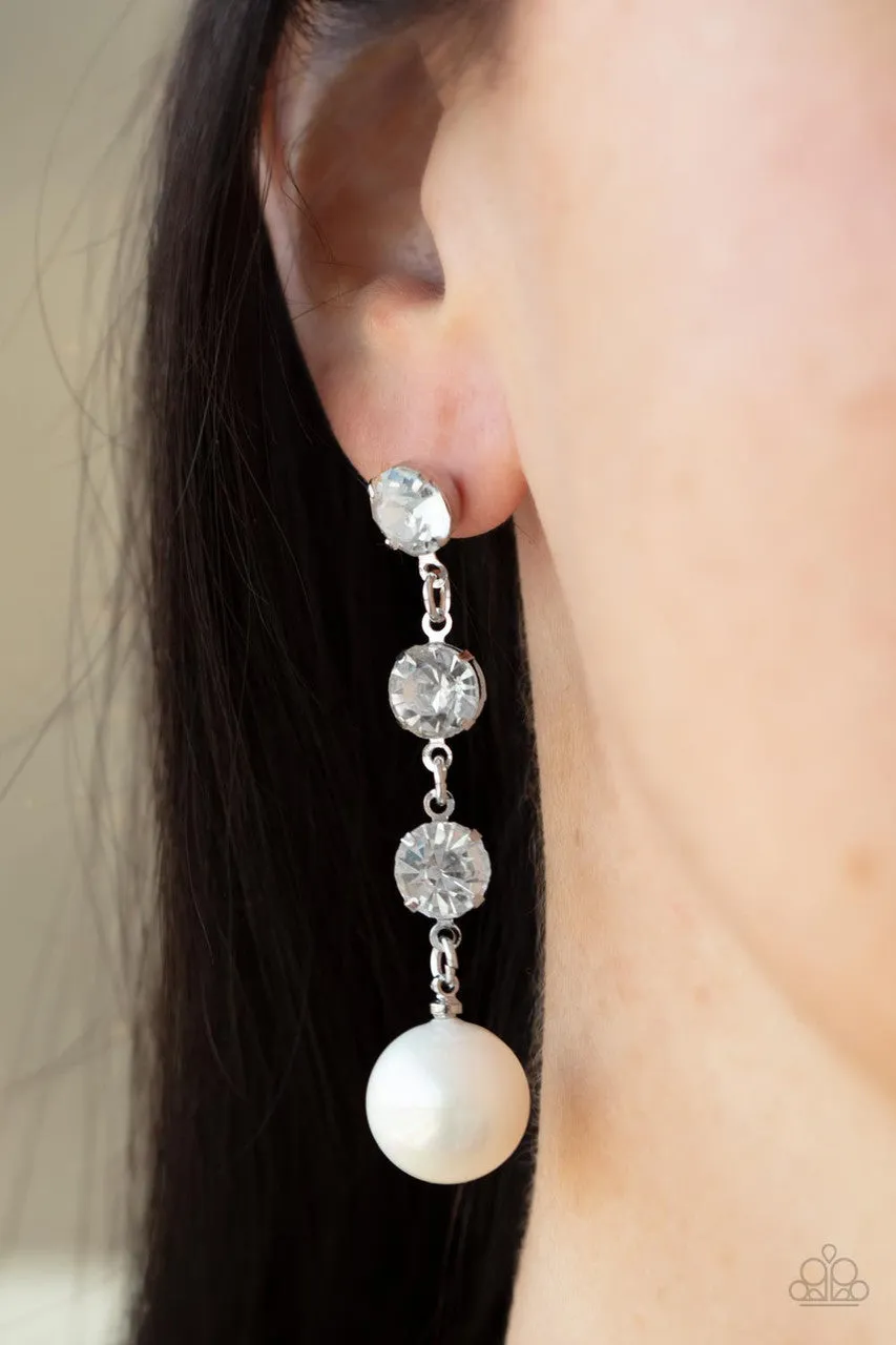 Yacht Scene White Paparazzi Earrings