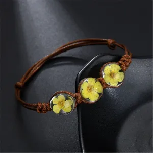 Yellow Triple Peach Blossom Adjustable Bracelet