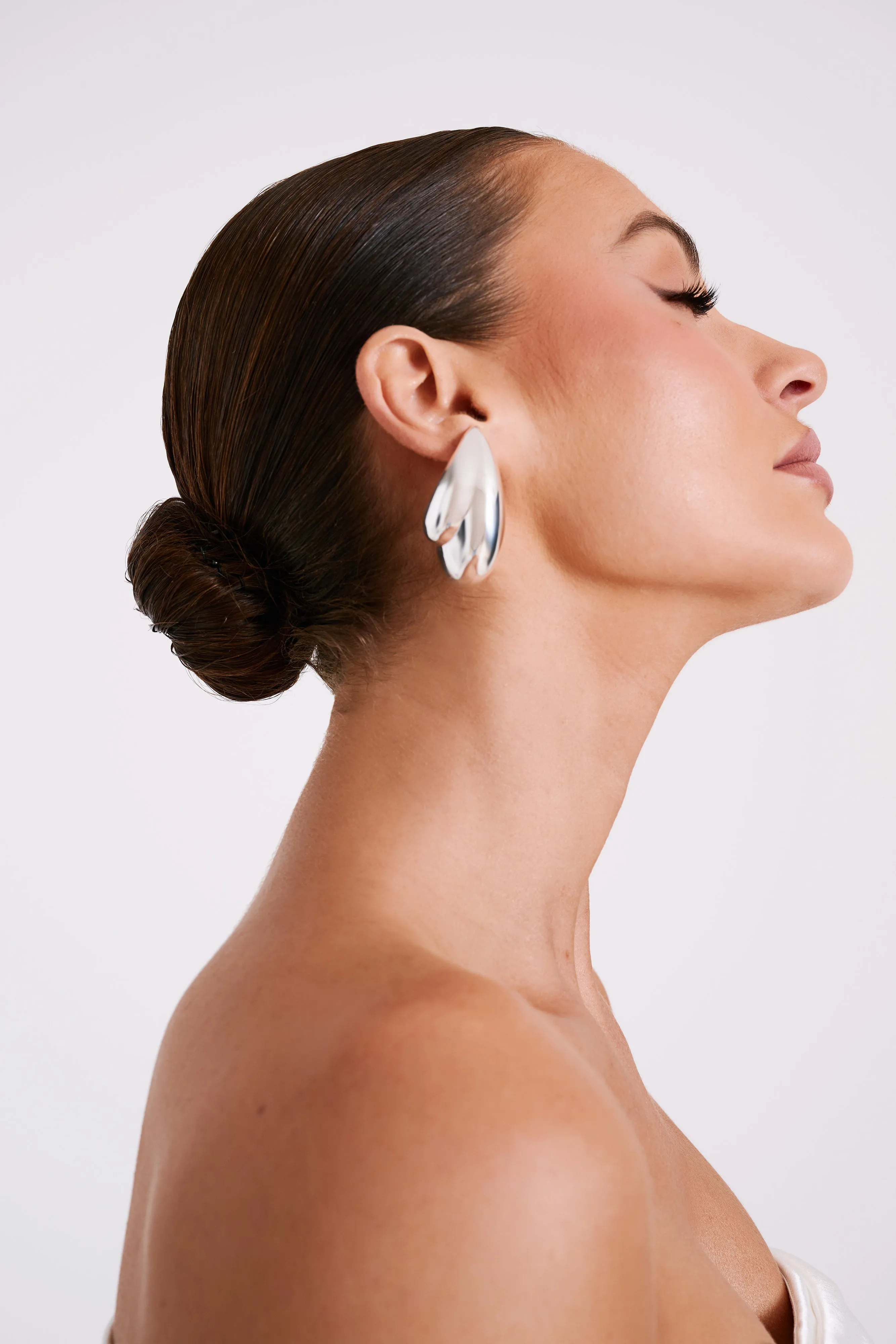 Zadie Oversized Double Teardrop Earrings - Silver