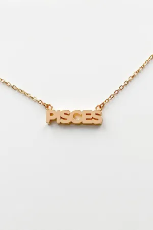 Zodiac Block Font Script Necklace - Pisces