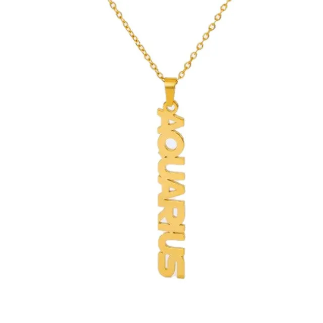 Zodiac Letter Pendant Necklace