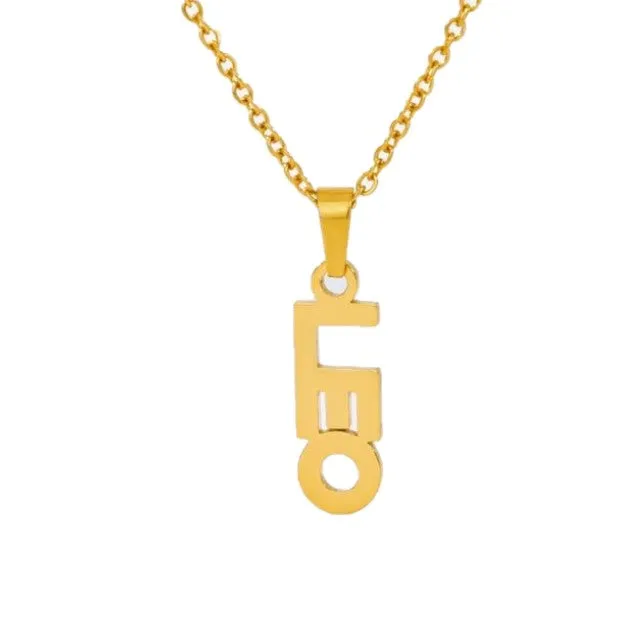 Zodiac Letter Pendant Necklace
