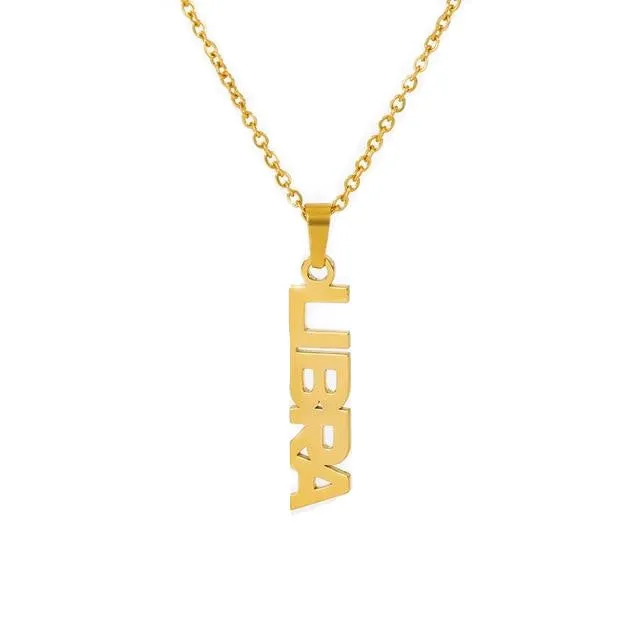 Zodiac Letter Pendant Necklace