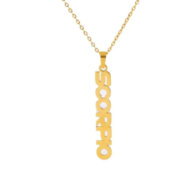 Zodiac Letter Pendant Necklace
