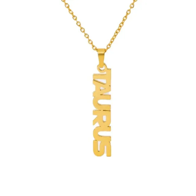 Zodiac Letter Pendant Necklace