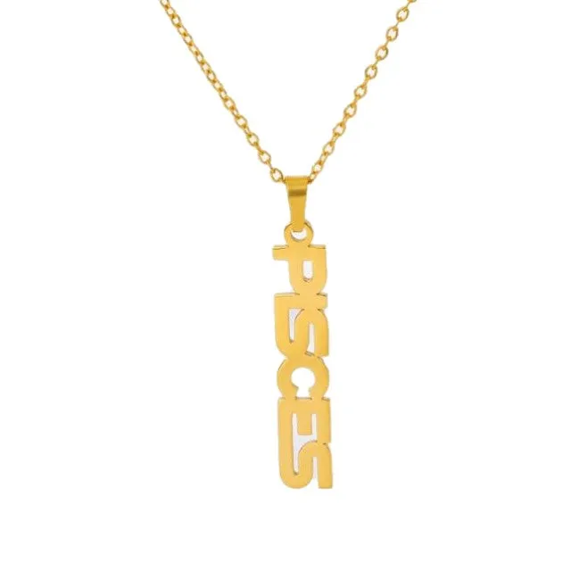 Zodiac Letter Pendant Necklace