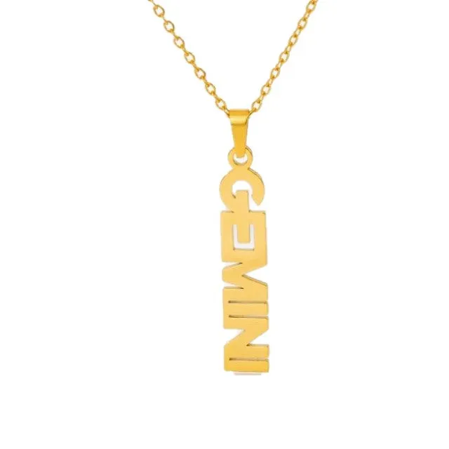 Zodiac Letter Pendant Necklace