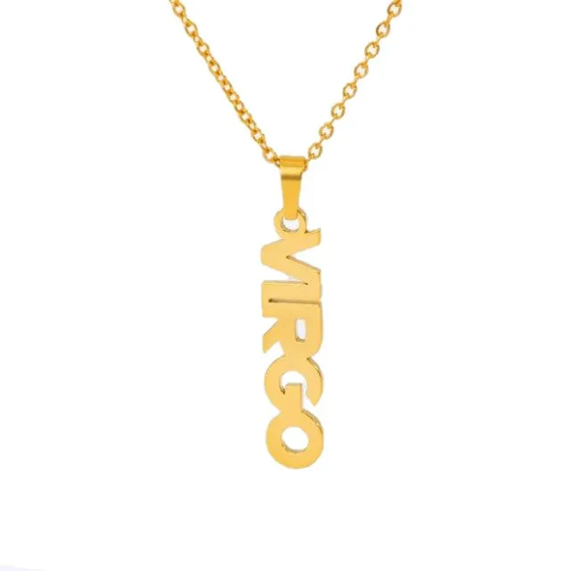 Zodiac Letter Pendant Necklace